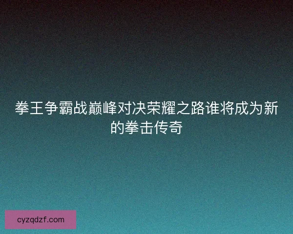 拳王争霸战巅峰对决荣耀之路谁将成为新的拳击传奇