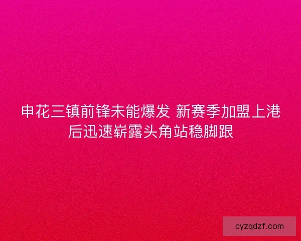 申花三镇前锋未能爆发 新赛季加盟上港后迅速崭露头角站稳脚跟